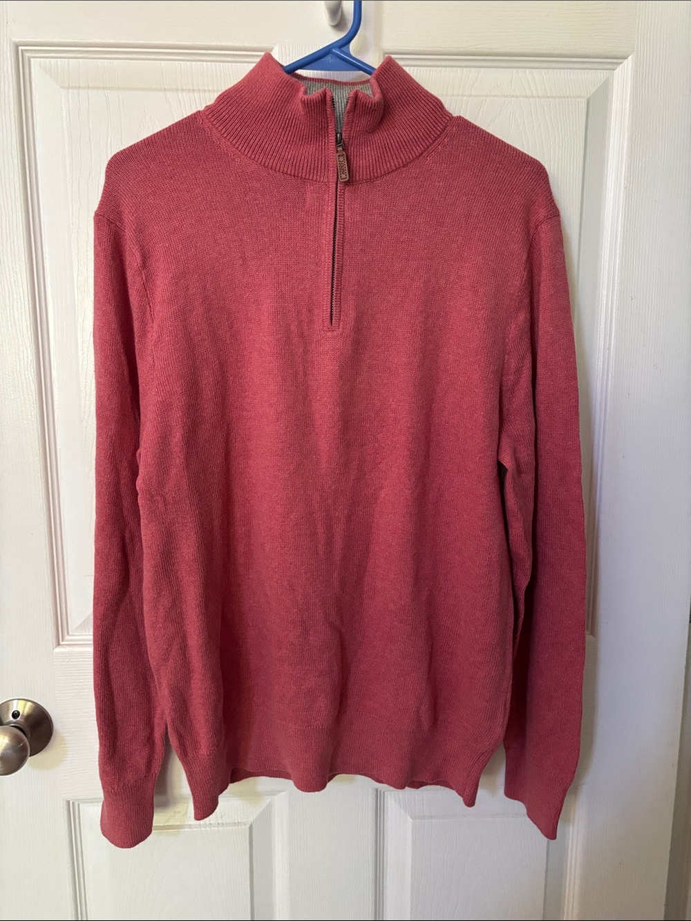 J. Crew Men’s Half-Zip lightweight Sweater in Coral Light Red